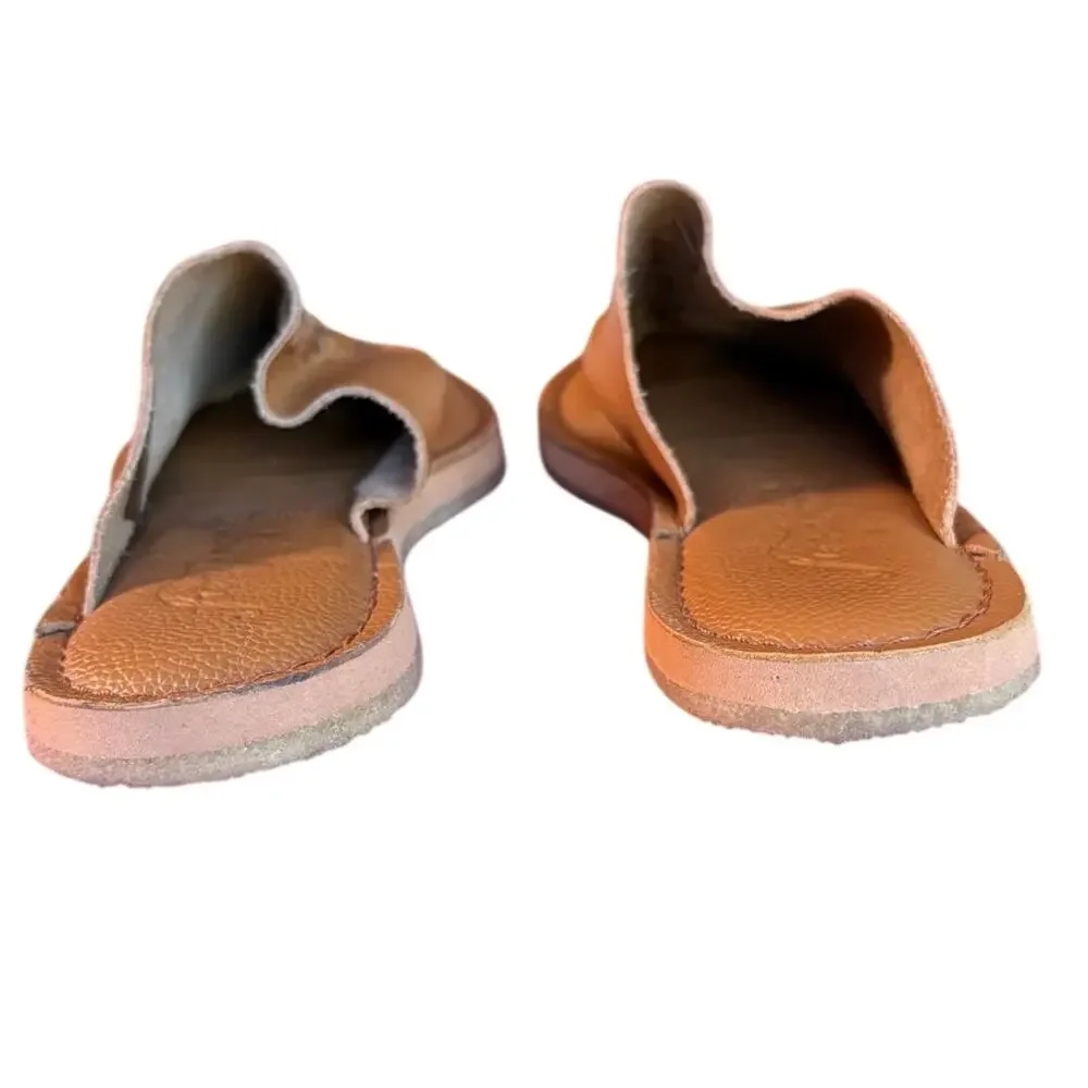 Free People Nova Flat Pebbled Leather Top Stitched Pointy Toe Mules size 7 - Picture 6 of 16